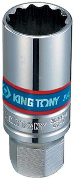 Головка свечная двенадцатигранная 3/8", 21 мм, L = 70 мм, резиновый фиксатор KING TONY 363021 - фото 11845