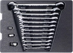 Набор комбинированных трещоточных ключей, 8-22 мм, ложемент, 15 предметов - фото 12512