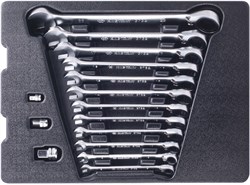 Набор комбинированных ключей с трещоткой, ложемент, 15 предметов - фото 13176