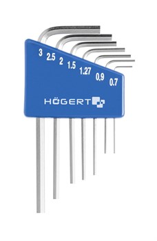 HOEGERT Набор шестигранных Г-образных ключей  0,71-3 мм, CrV, 7 шт. - фото 27197